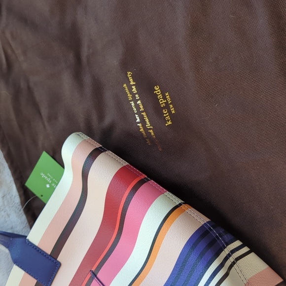 BNWT Kate Spade Multi Stripe Leather Tote Bag Jones Street Stripe Posey - Picture 4 of 7